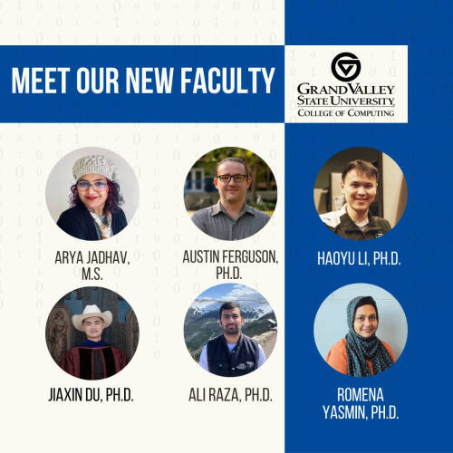 Graphic showing different faculty members in GVSU's College of Computing